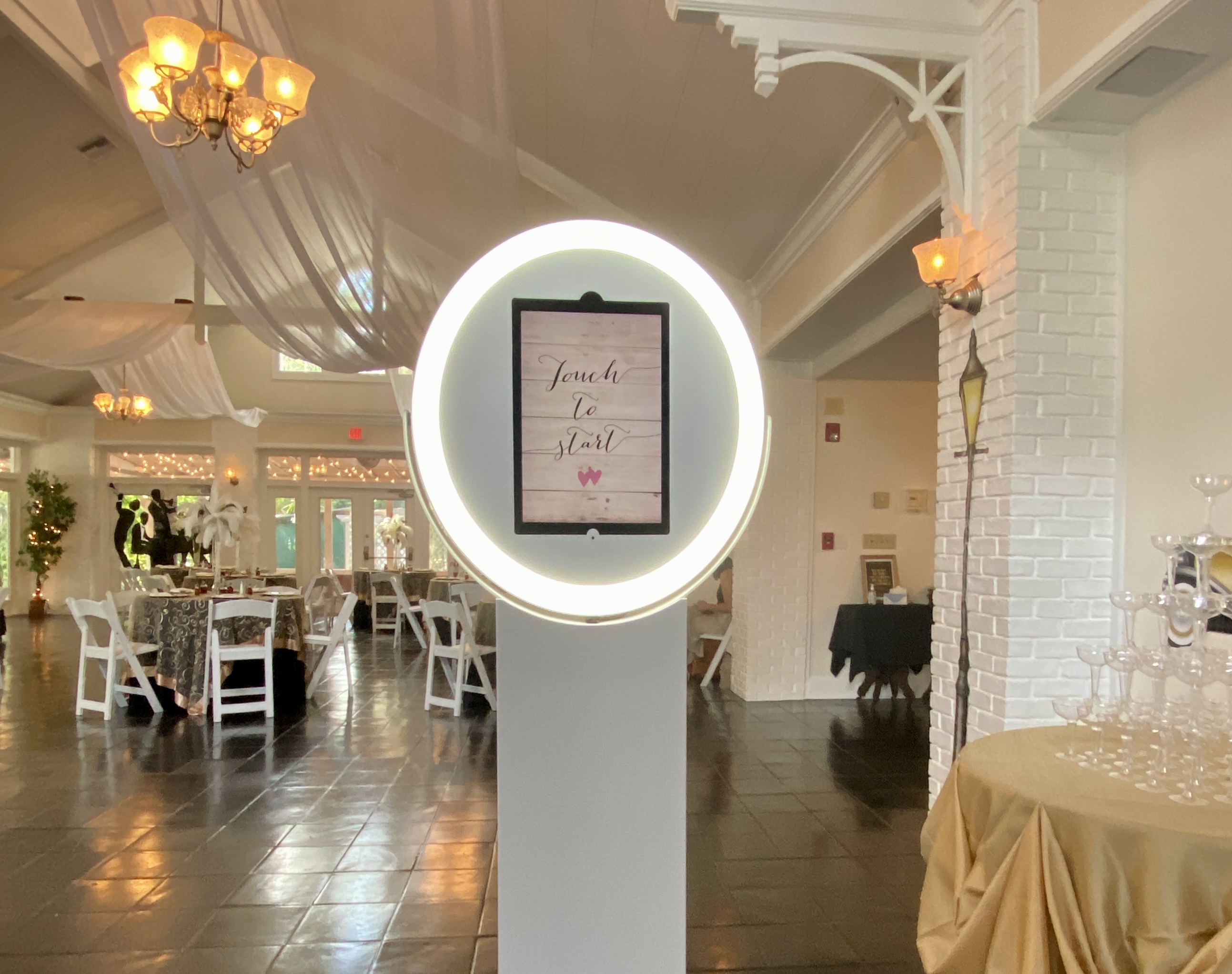 First Coast Selfie photo booth set up at a wedding venue